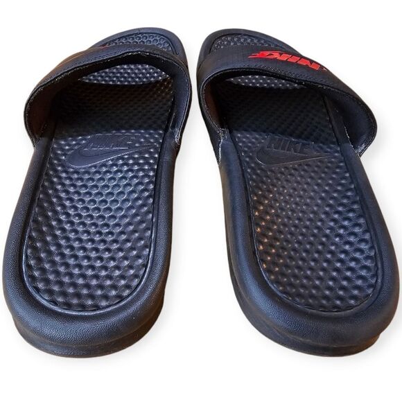 Nike Black Red Slides Womens 10 - Picture 3 of 6
